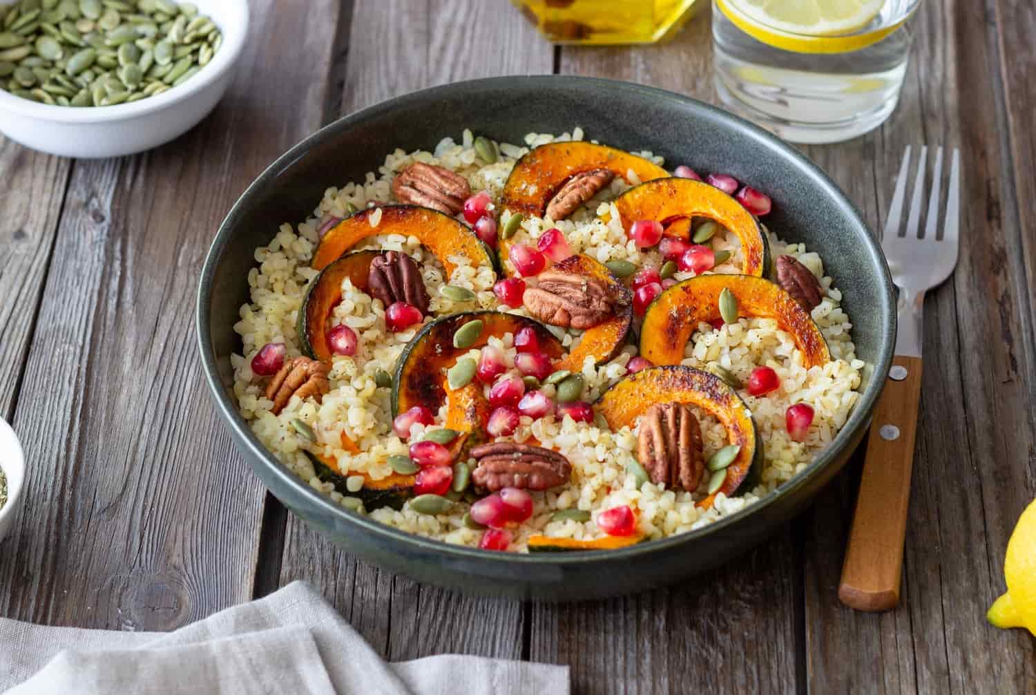 bulgur con calabaza granada